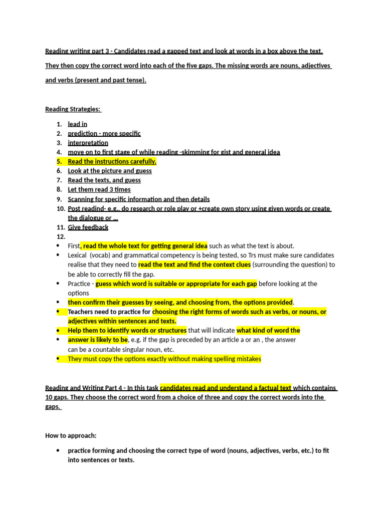 Reading writing part 3 | PDF | Verb | Word