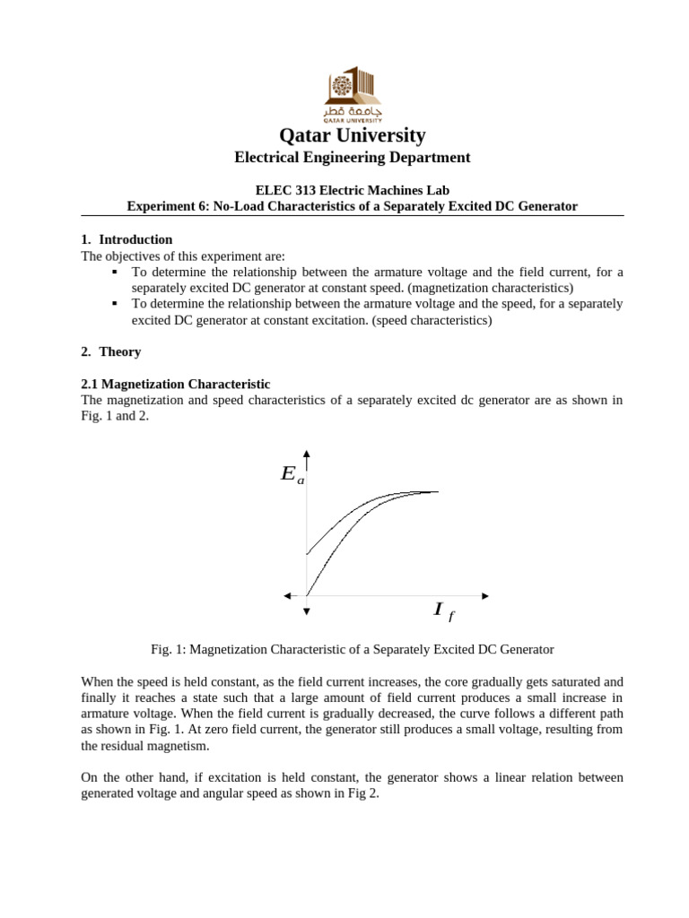 ELEC313Lab 6 | PDF | Electric Generator | Direct Current