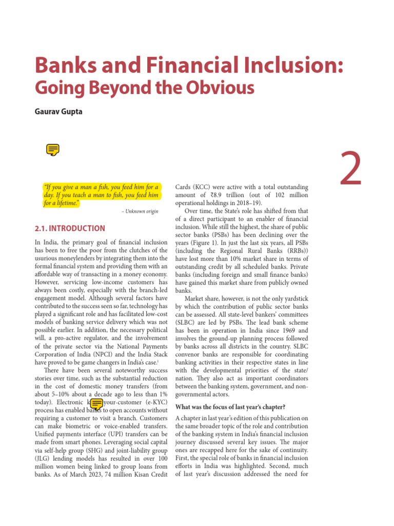 Enhancing Financial Inclusion in India | PDF | Financial Inclusion | Banks