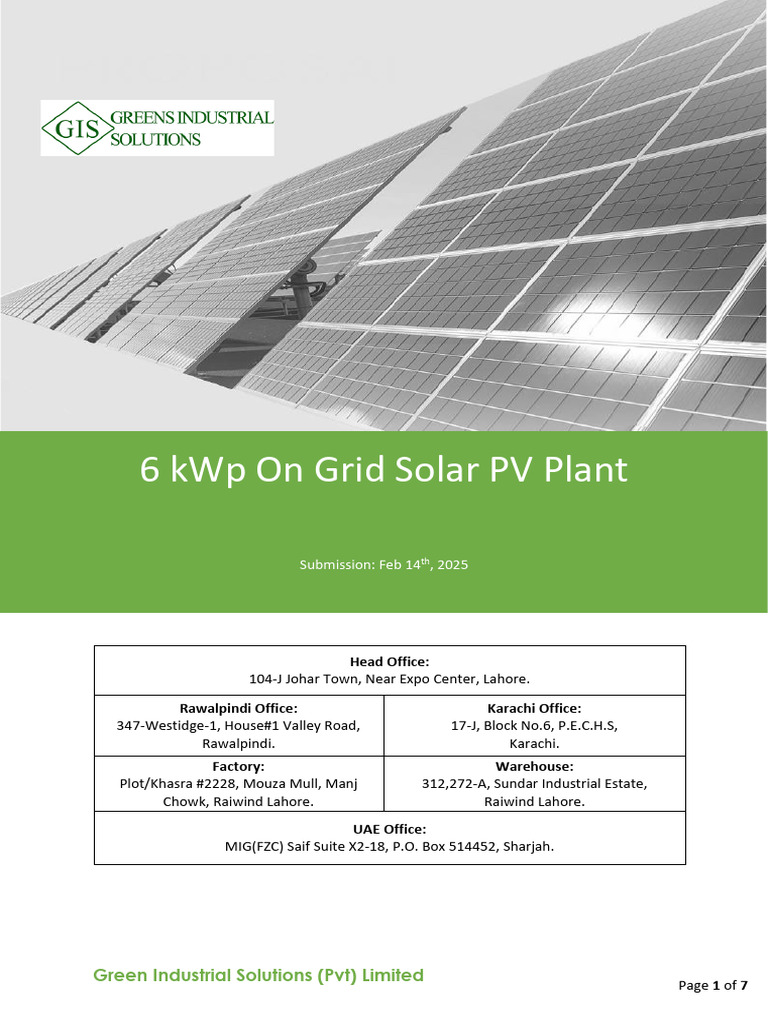 6Kwp Solar OnGrid Proposal | PDF | Photovoltaic System | Solar Power