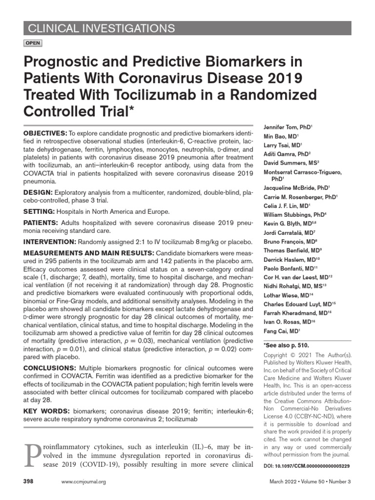 Prognostic and Predictive Biomarkers in Patients.5 | PDF | Biomarker ...