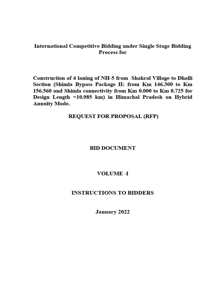 RFP for NH-5 Four Laning Project | PDF | Net Present Value