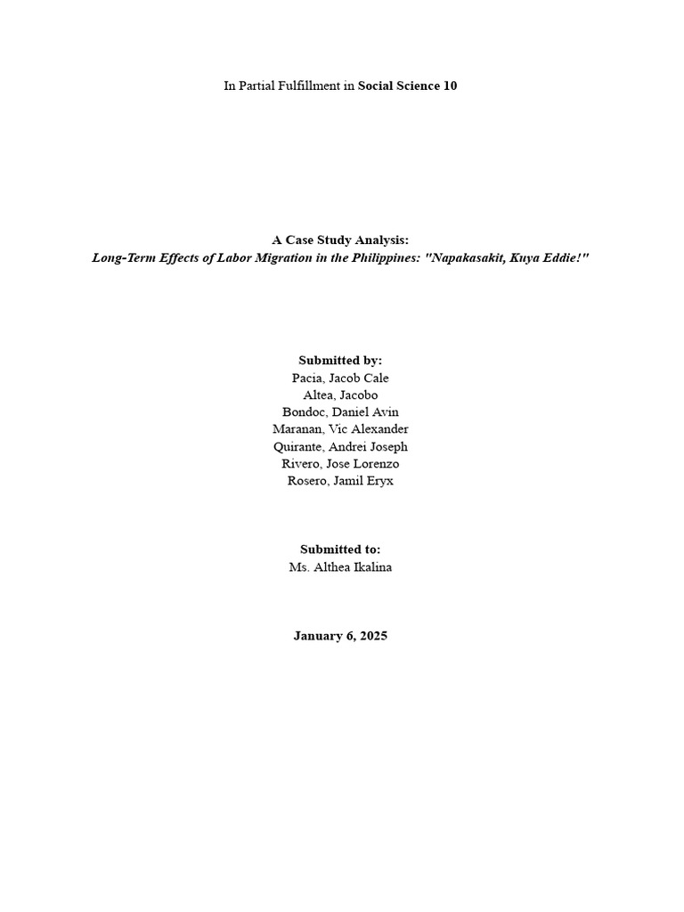 Long-Term Effects of Philippine Labor Migration | PDF | Human Migration ...