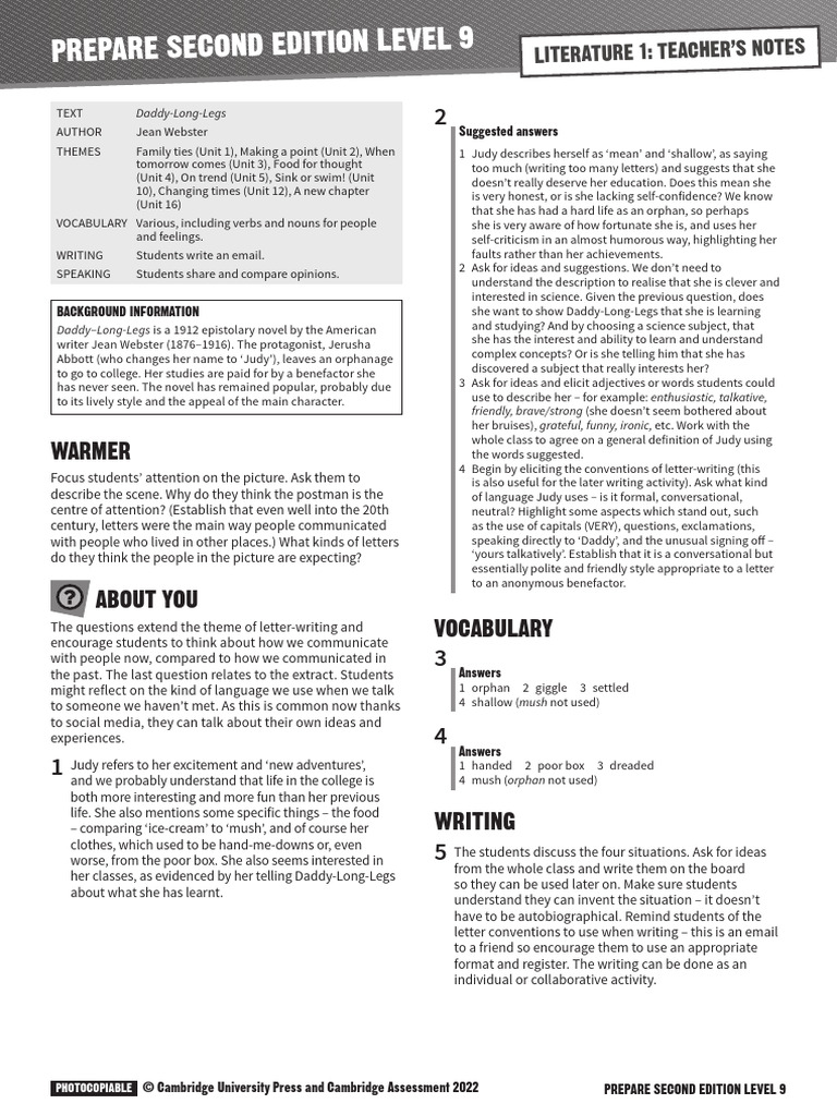 PREPARE L9 Literature Teaching Notes 01 | PDF | Linguistics | Grammar