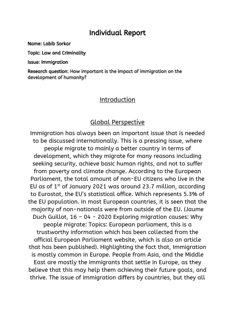 Immigration's Impact on Humanity's Development | PDF | Immigration ...