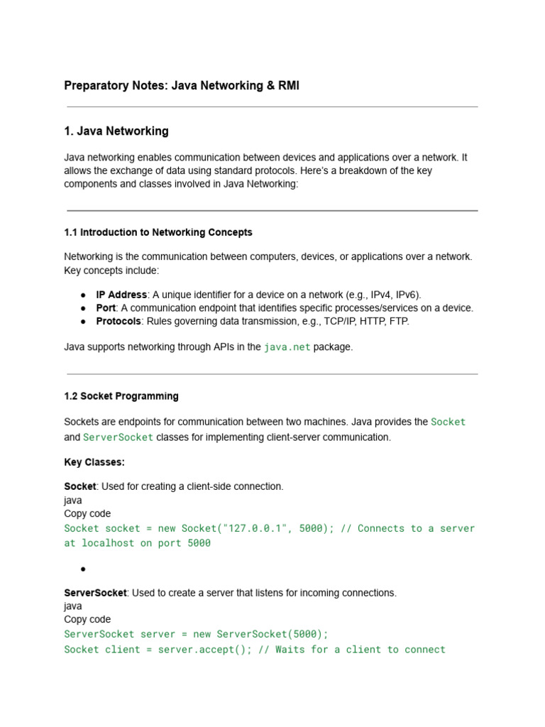 Java Networking and RMI Overview | PDF | Angular Js | Mongo Db