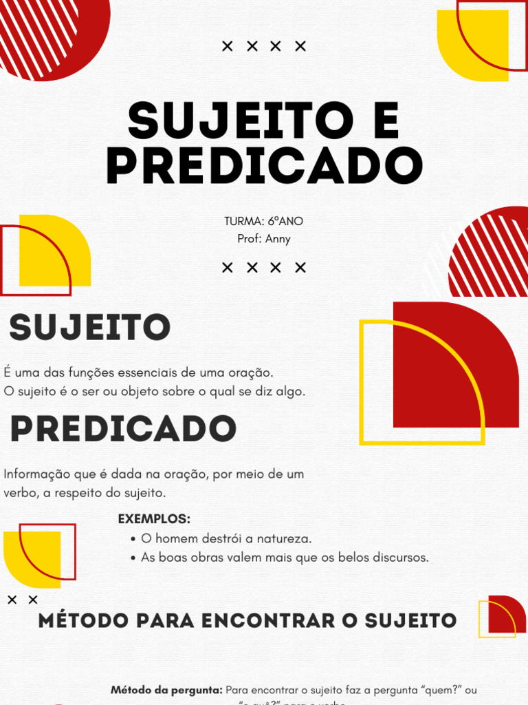 Sujeito e Predicado: Fundamentos e Exemplos | PDF