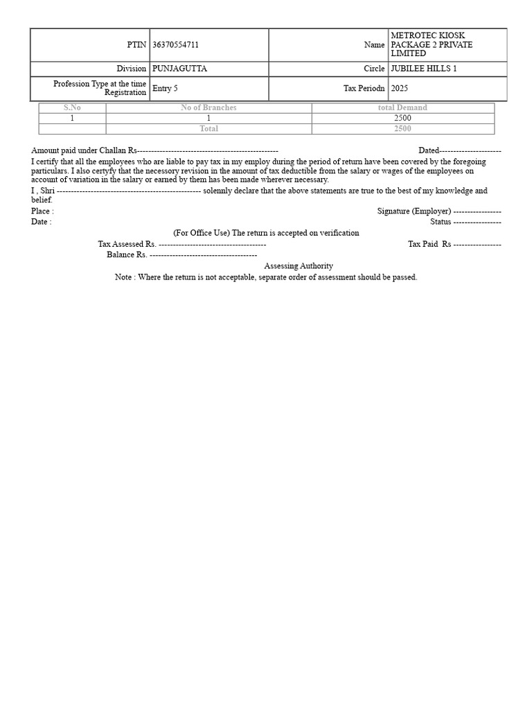 PT Return 2025 PK 2 | PDF | Salary | Taxes