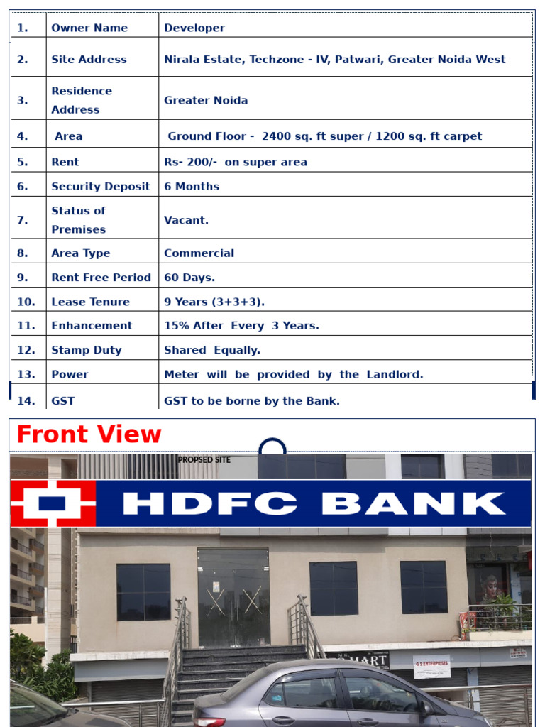 HDFC Bank Lease in Nirala Estate, Noida | PDF