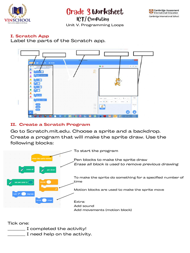 Grade 3 Scratch Programming Worksheet | PDF