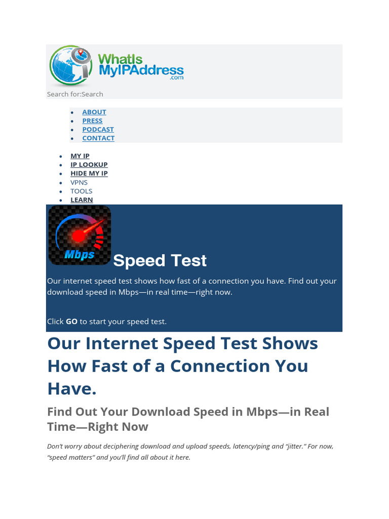 speedtester | PDF | Internet | Internet Service Provider