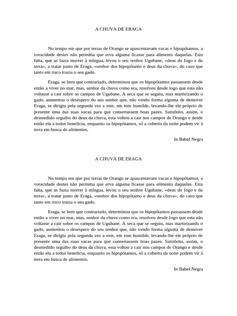 A Chuva de Eraga: Mito e Conflito | PDF