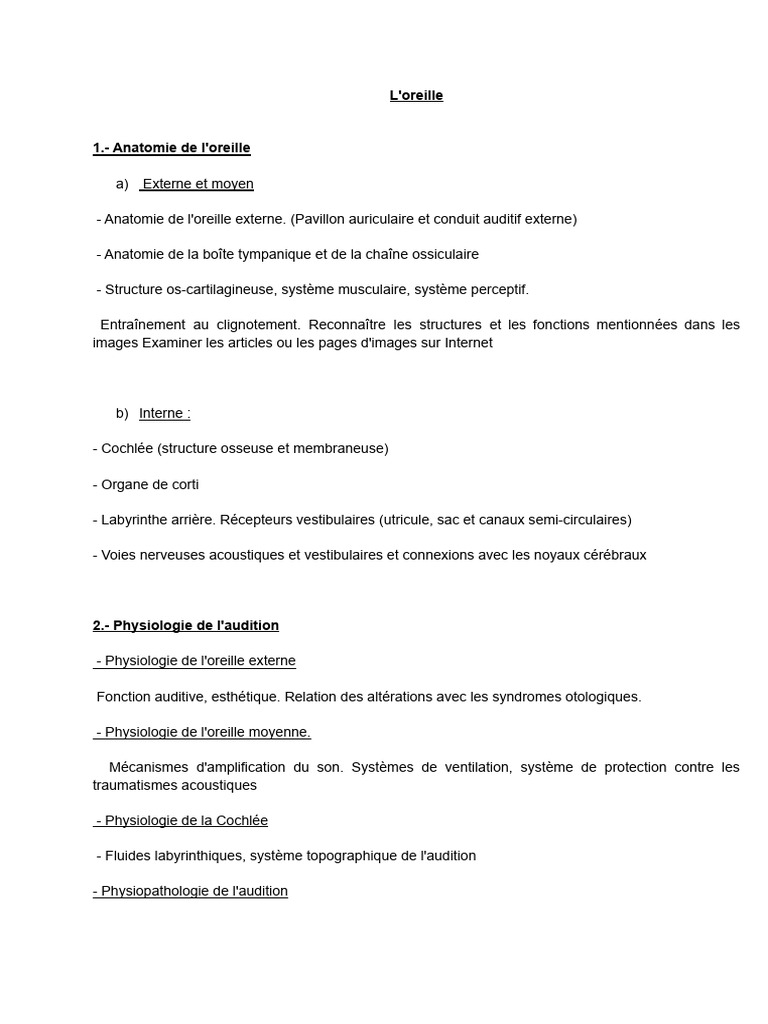 Anatomie et physiologie de l'oreille | PDF | Système vestibulaire | Oreille