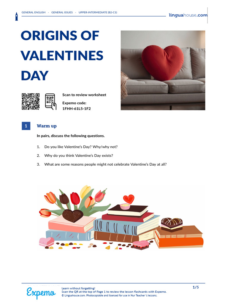 Origins of Valentines Day British English Student B2 C1 | PDF ...