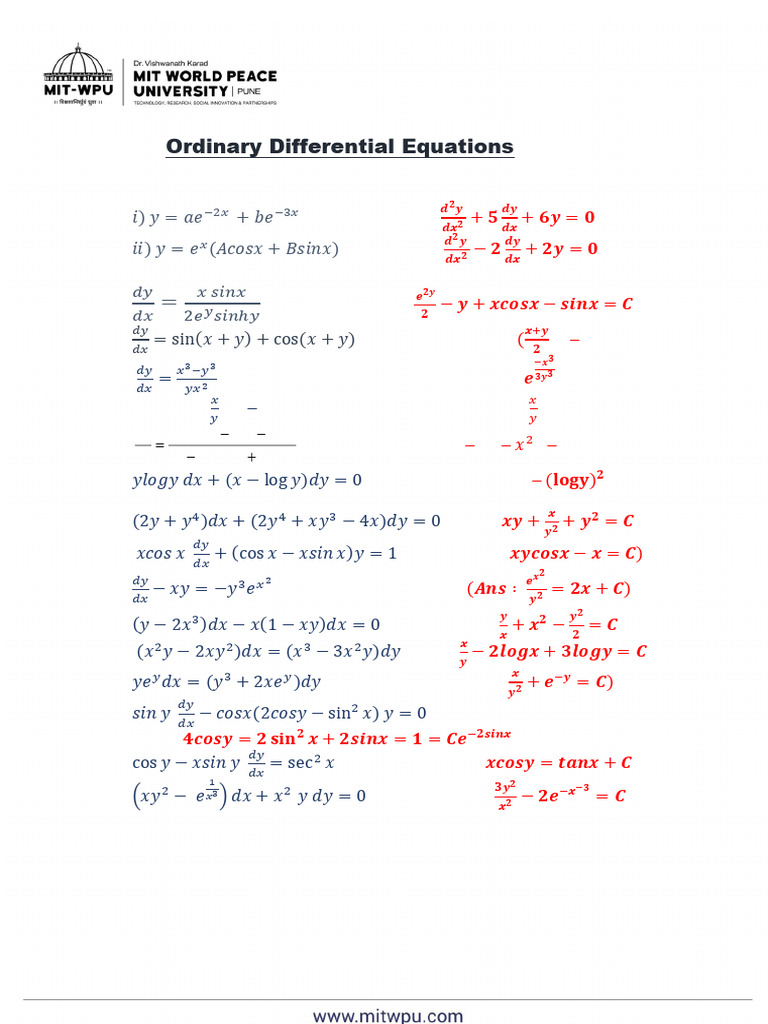 Differential Equations Practice Problems | PDF | Electrical Network ...