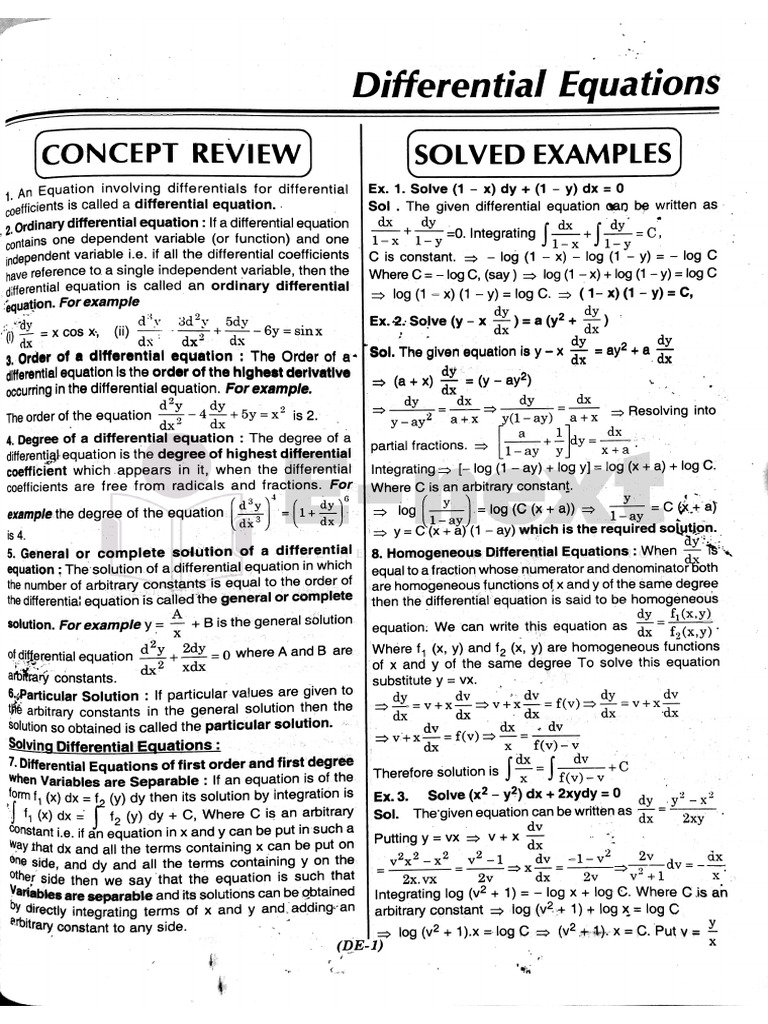 14-Differential Equations (E-next.in) | PDF