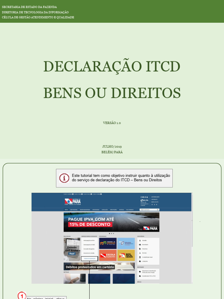 Tutorial de Declaração ITCD | PDF