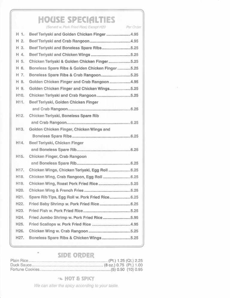 Teriyaki and Fried Rice Combos Menu | PDF