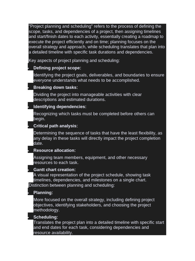 Project Planning and Scheduling Guide | PDF