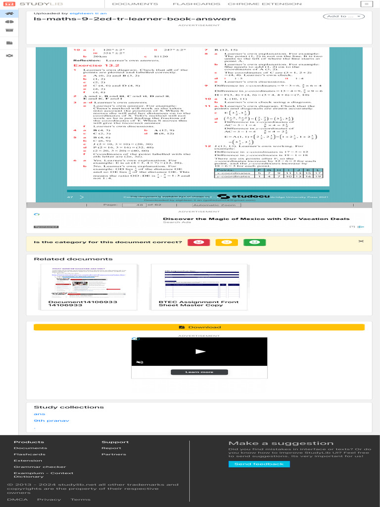 Year 9 Maths Learner's Book Answers | PDF