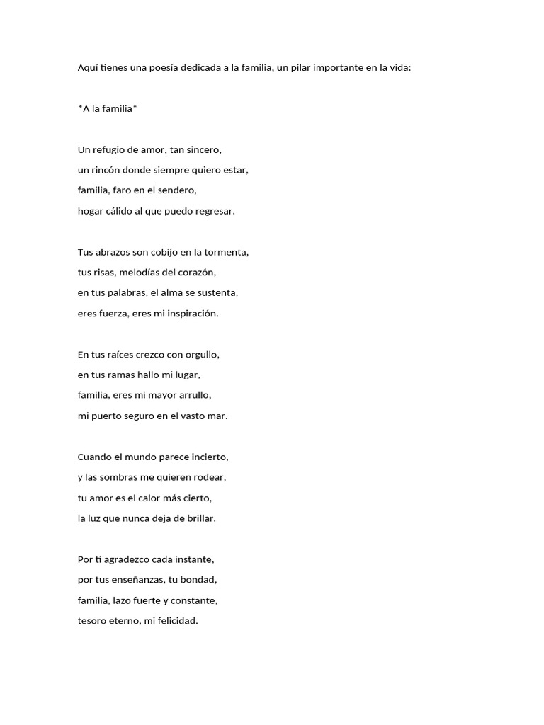 Poesía sobre el amor familiar | PDF