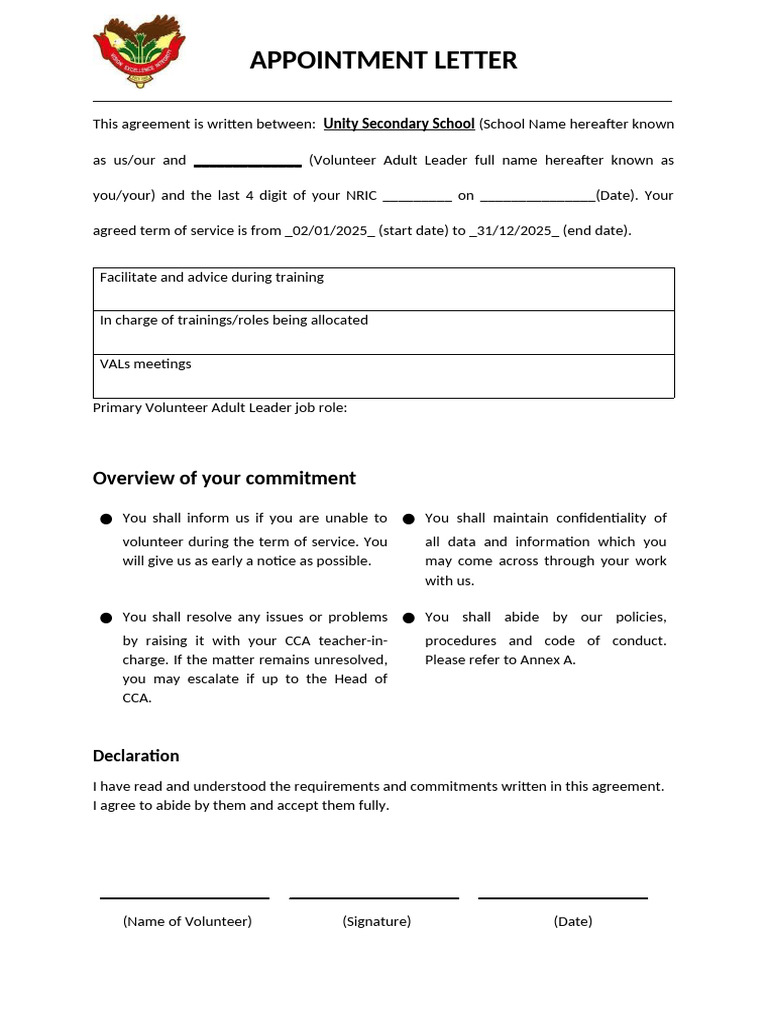 VAL Appointment Letter | PDF | Profanity | Social Ethics