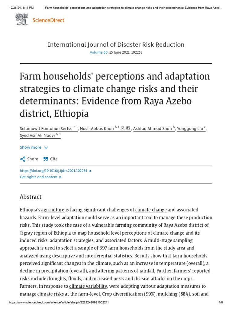 Climate Change Adaptation in Ethiopian Farms | PDF | Agriculture ...