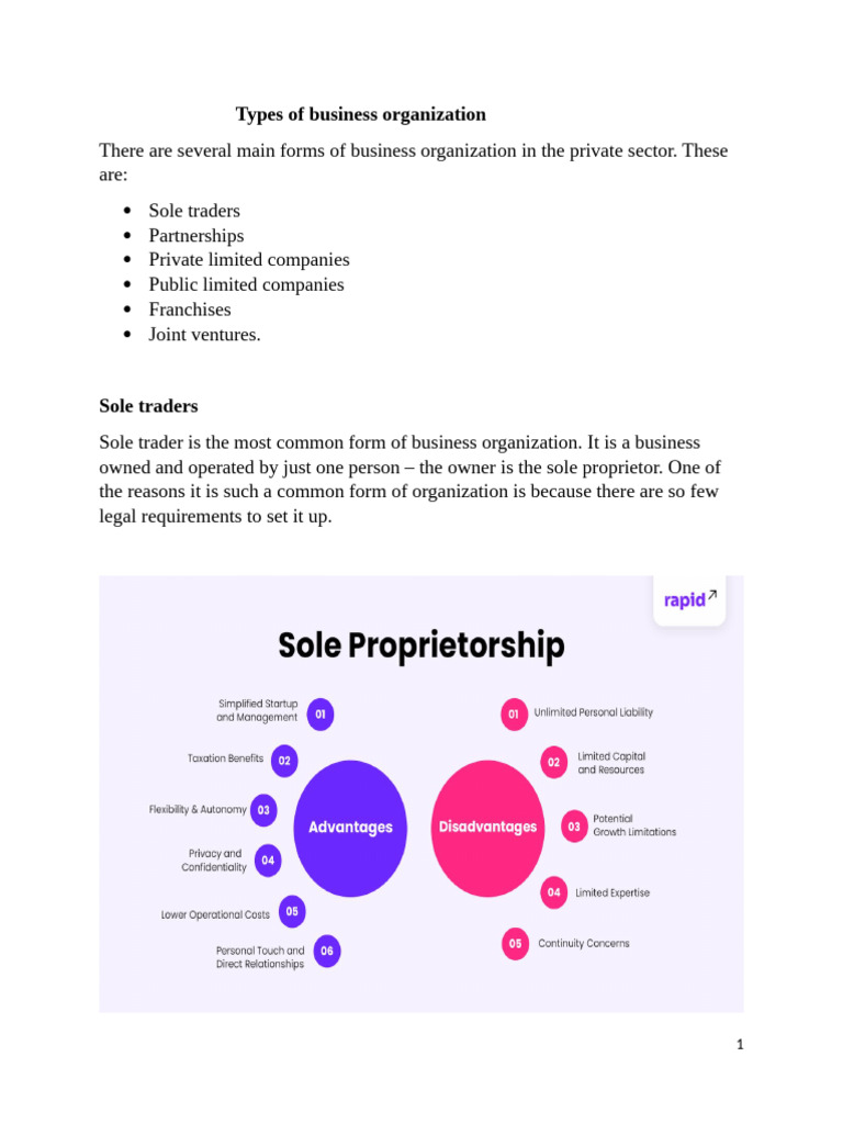 Types of Business Organizations Explained | PDF | Partnership | Sole ...