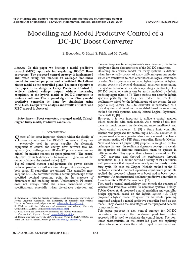 Fuzzy Predictive Control for DC-DC Boost Converter | PDF | Control ...