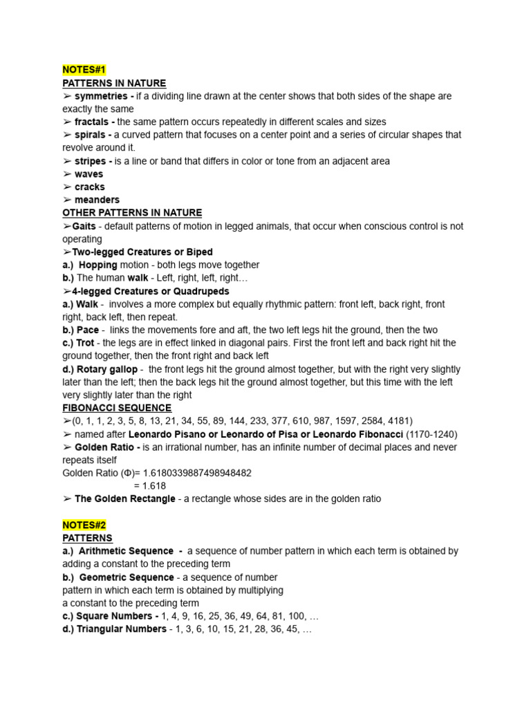 MMW Prelim Reviewer Piaa | PDF | Pattern | Horse Gait