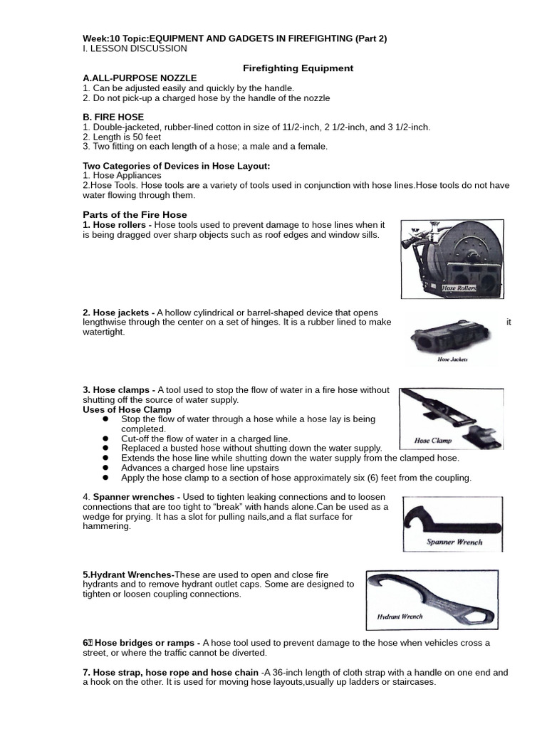 Firefighting Equipment & Tools Overview | PDF | Manufactured Goods ...
