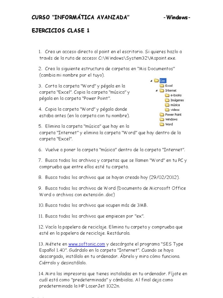 Ejercicios Windows Avanzado | PDF | Microsoft Word | Archivo de computadora