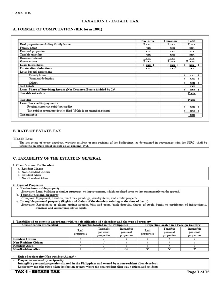 ERG-TAX 1-Estate Tax | PDF | Estate Tax In The United States | Life ...