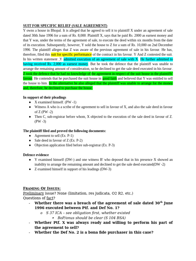 Specific Relief Suit for Property Dispute | PDF | Lawsuit | Common Law