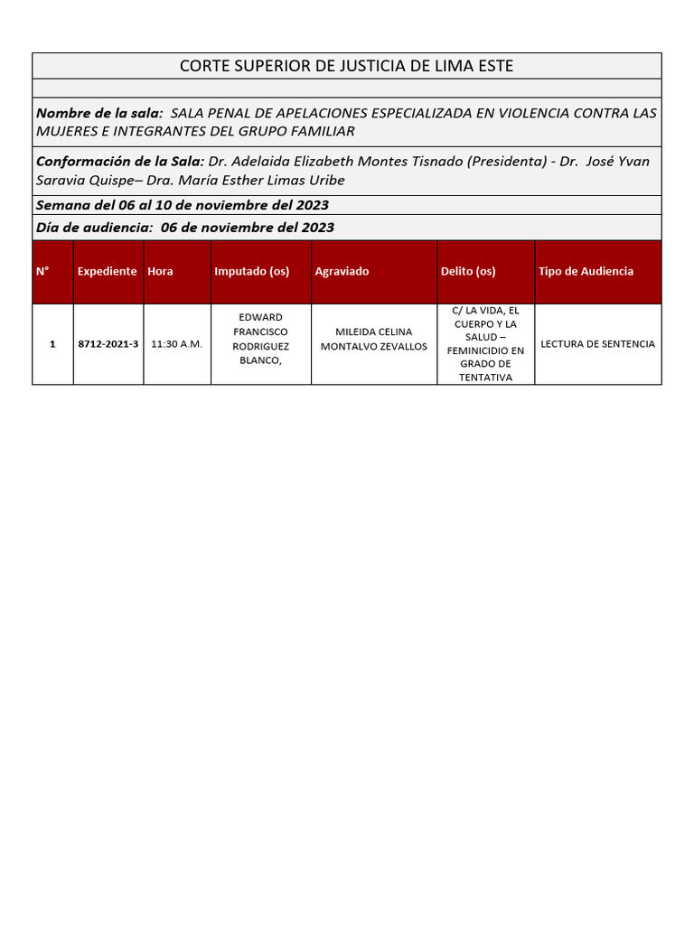 Audiencias de Violencia Familiar en Lima | PDF | Justicia | Crimen y ...