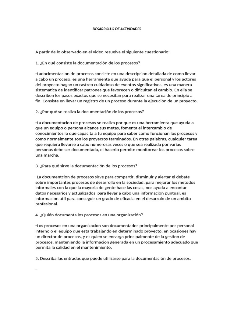 Documentación de Procesos: Guía Completa | PDF