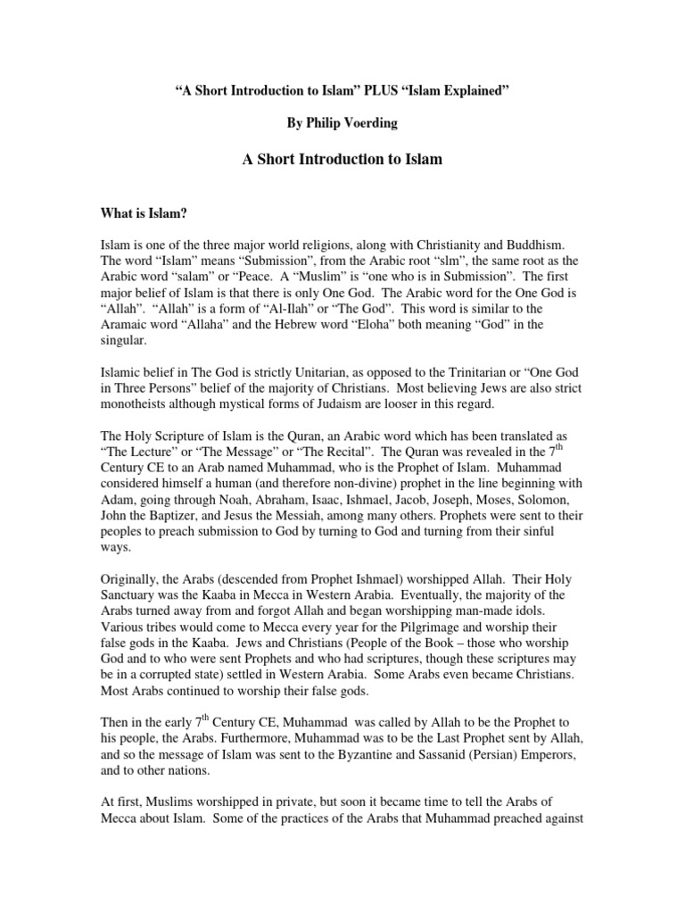 Five Roots of Religion and Short Introduction To Islam | PDF | Prophets ...