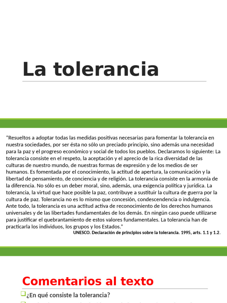 La importancia de la tolerancia y dignidad humana | PDF | Tolerancia ...