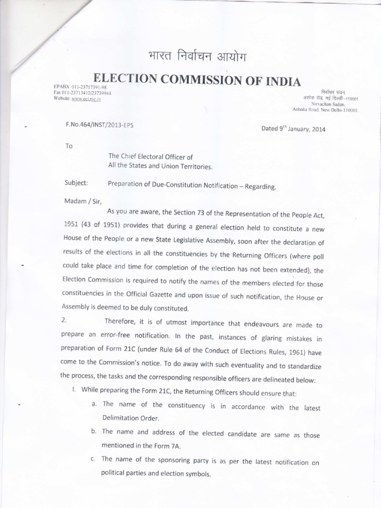 Election Notification Preparation Guidelines | PDF