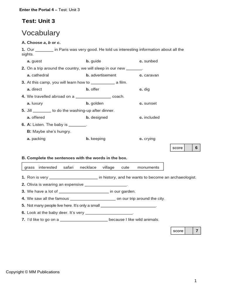 Enter The Portal 4 Unit Test 3 | PDF