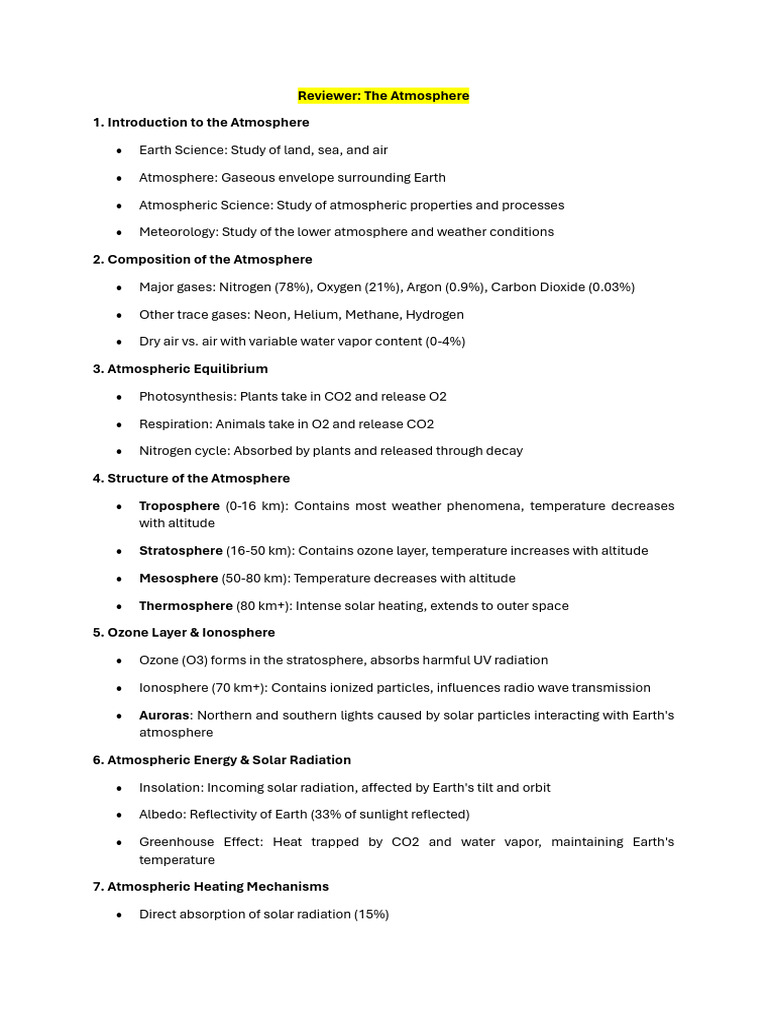 Understanding Earth's Atmosphere Basics | PDF | Atmosphere Of Earth ...