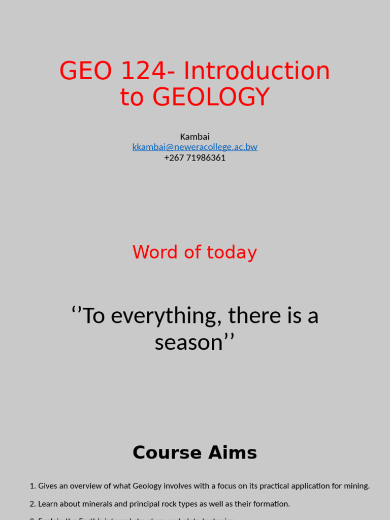 Introduction to Geology Course Overview | PDF | Formation And Evolution ...