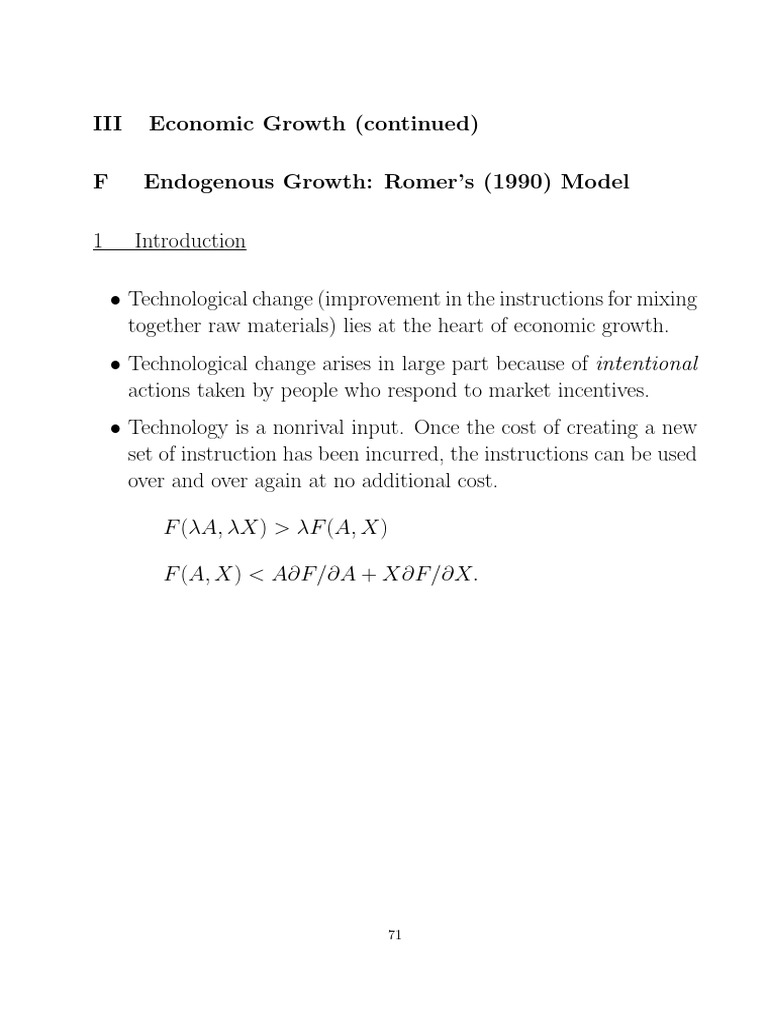 Endogenous Growth: Romer's Model Explained | PDF | Economic Growth ...