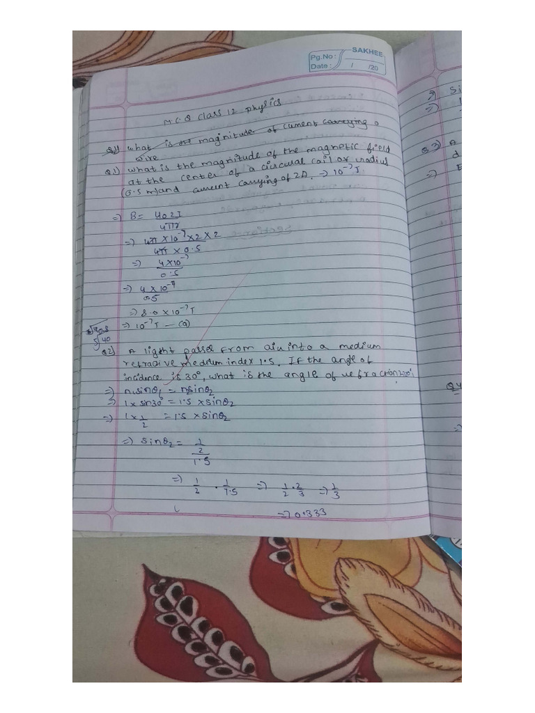 Physics Mahek MCQ Imp Class 12 | PDF