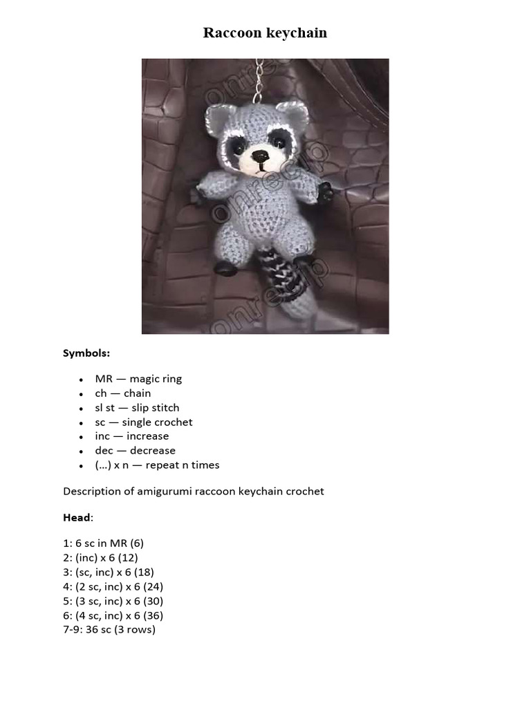 Crochet Raccoon Keychain Pattern | PDF