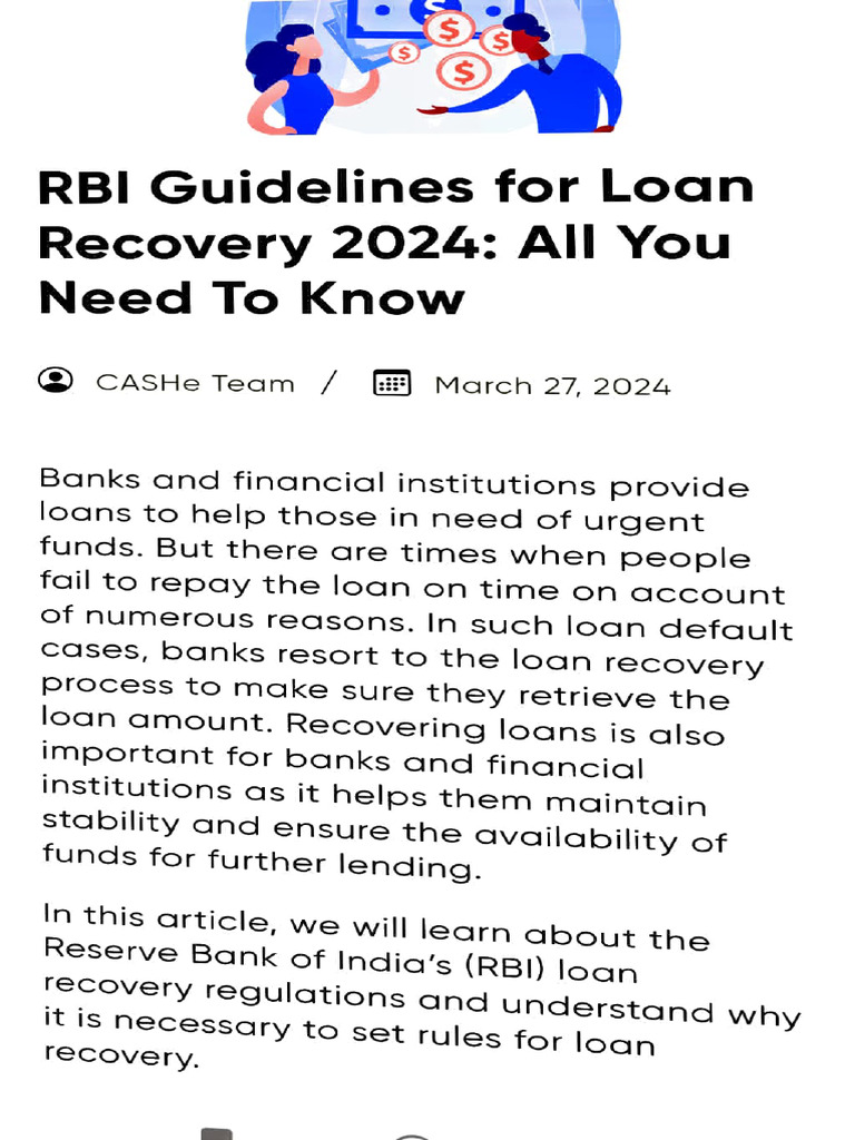 RBI Loan Recovery Guidelines 2024 | PDF | Loans | Banks