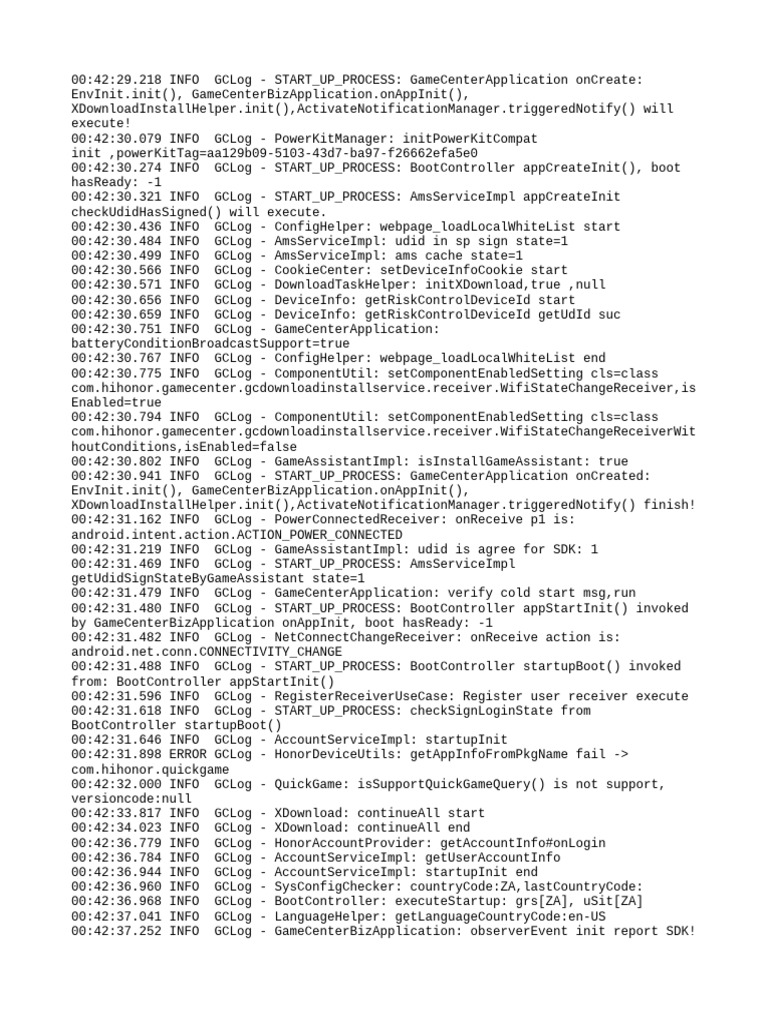 Game Center Application Startup Log | PDF | Networking Standards ...
