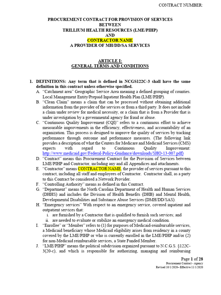 Template Procurement Contract 11 2020 | PDF | Employment | Law Of The ...