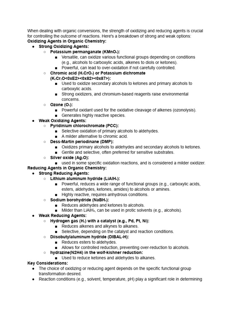 Strong Oxidizing Agents in Chemistry | PDF | Aldehyde | Redox