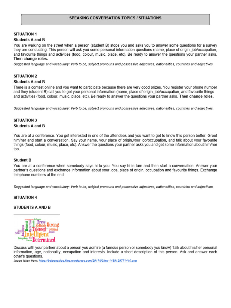 Speaking Conversation Topics | PDF | Object (Grammar) | Verb